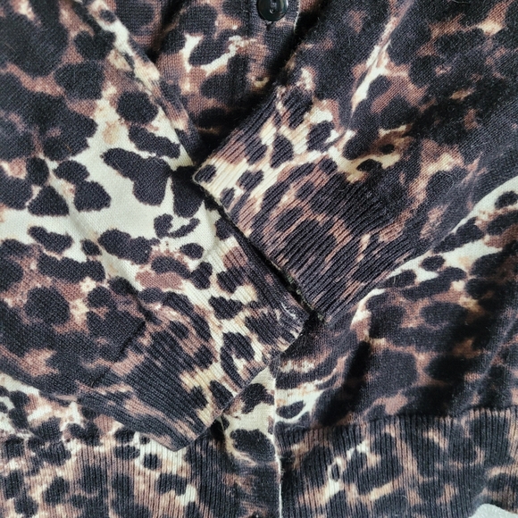 H&M 100% Cotton Leopard Print Cardigan Size Medium - Picture 11 of 14